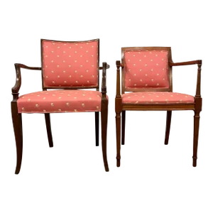 Vintage French Empire Style Dining Arm Chairs Occasional Chairs - Pair