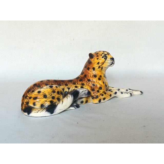Vintage Italian Plaster Leopard Sculpture, 1960s For Sale - Image 6 of 7