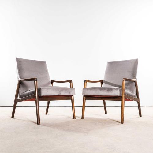 Armchair in Grey Cotton Velvet by Jaroslav Šmídek, 1950s For Sale - Image 3 of 9