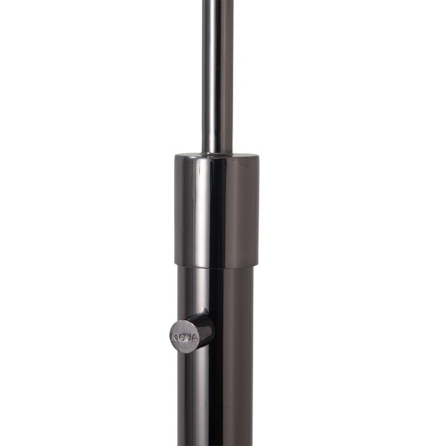 Metal Nova of California Bloom Torchiere Floor Lamp, 1970s - Black Nickel, Black Marble Base, White Satin Shade, Dimmer For Sale - Image 7 of 8