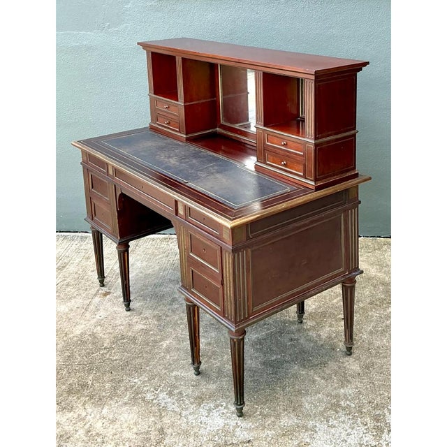 Vintage Louis XVI Double Pedestal Writing Desk For Sale - Image 12 of 15
