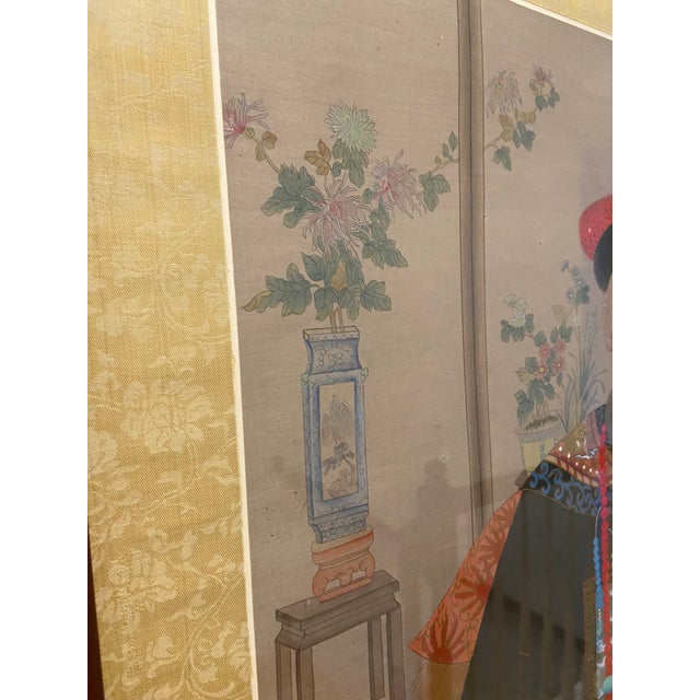 Wood Mid 20th Century Ancestral Silk Painting For Sale - Image 7 of 12