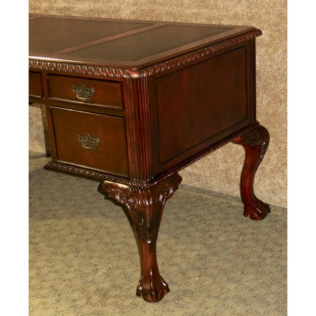 Vintage Hekman Leather Top Mahogany Ball & Claw Foot Desk Chairish