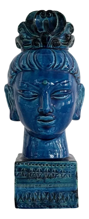 Rimini Blu Quan Yin Buddha by Aldo Londi for Bitossi, Italy, 1970s