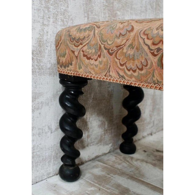 Antique Victorian English Oak Barley Twist Bench, 1880 For Sale - Image 4 of 6