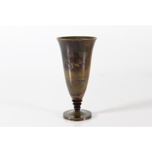 Art Deco Danish Pointed Vase in Bronze from Just Andersen, 1940s For Sale - Image 3 of 12