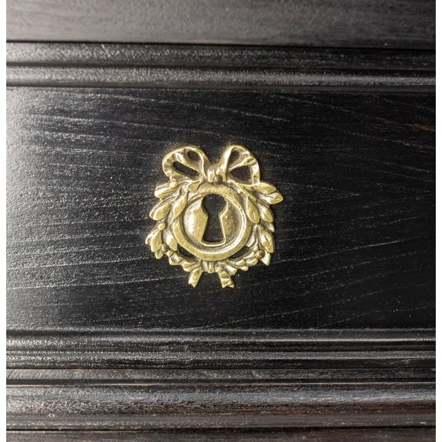 French Louis XVI Style Black Wood Chest of Drawers, 1980s For Sale - Image 6 of 12