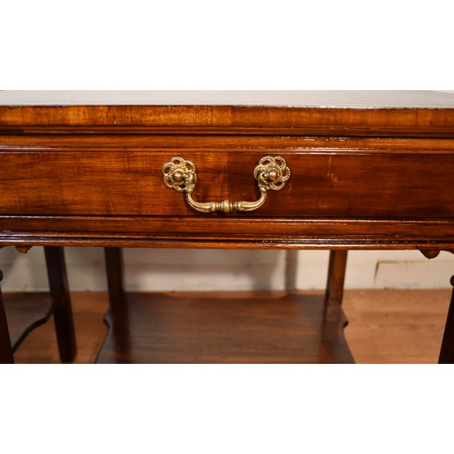 1930s 1930s Pair of English Regency Mahogany Green Leather Top Accent Side Tables For Sale - Image 5 of 18