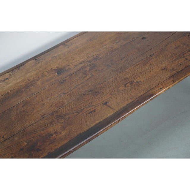 20th Century French Rustic Elm Farmhouse Dining Table, 1920s For Sale - Image 3 of 18