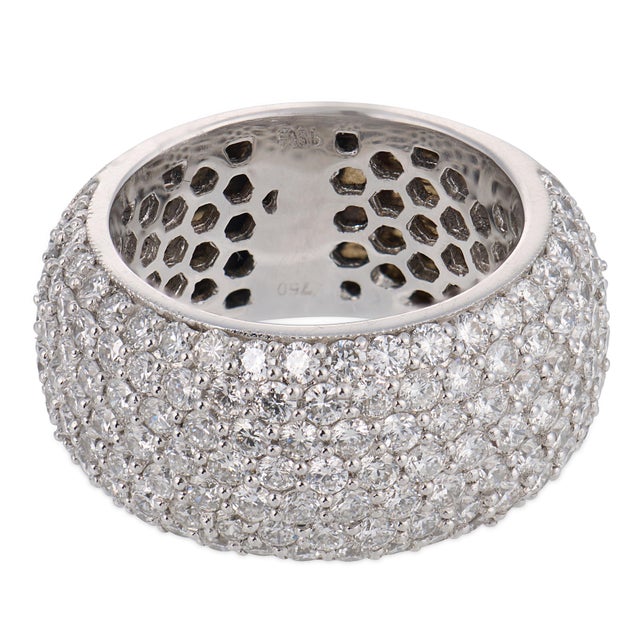Contemporary Contemporary 2.50 Carat Diamond 18k White Gold Pave Band, Size 6.75 For Sale - Image 3 of 6