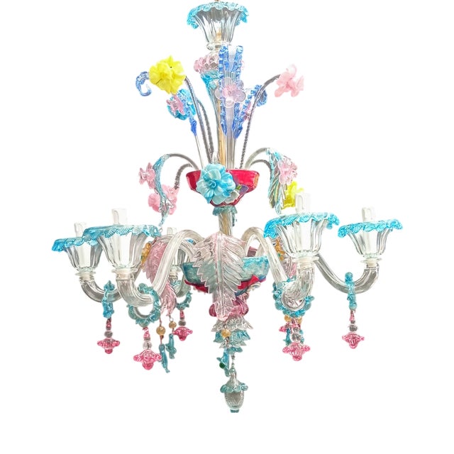 Six-Light Murano Chandelier by ZANCHI For Sale