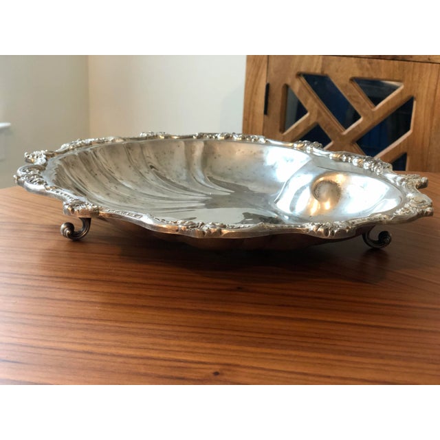 Mid 20th Century Mid 20th Century Silverplate Footed Seafood Platter For Sale - Image 5 of 8
