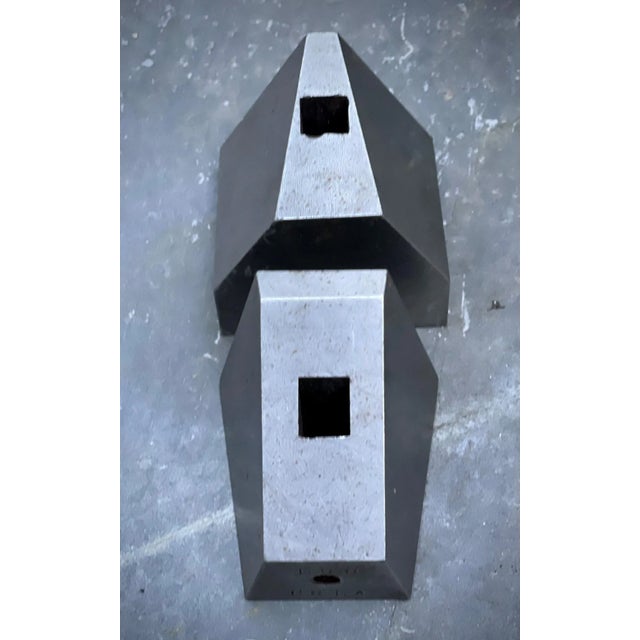 Pair of Mid-Century Modernist Industrial Sculpture Steel Billet 1954 Machinist Made, Signed For Sale - Image 4 of 7