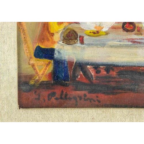 Modern Sirio Pellegrini, In the Tavern, Oil Painting, 1965 For Sale - Image 3 of 5