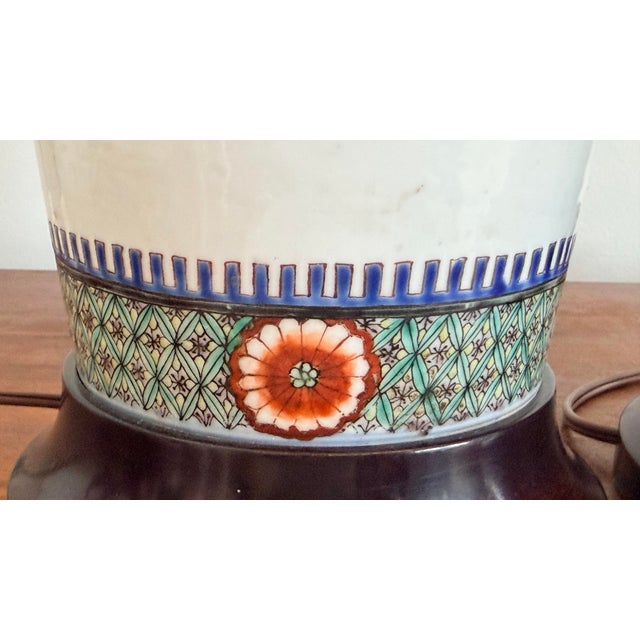 Monumental Late 19th Century Chinese Famille Verte Porcelain Rouleau Vases Set as Lamps Pair For Sale - Image 12 of 12