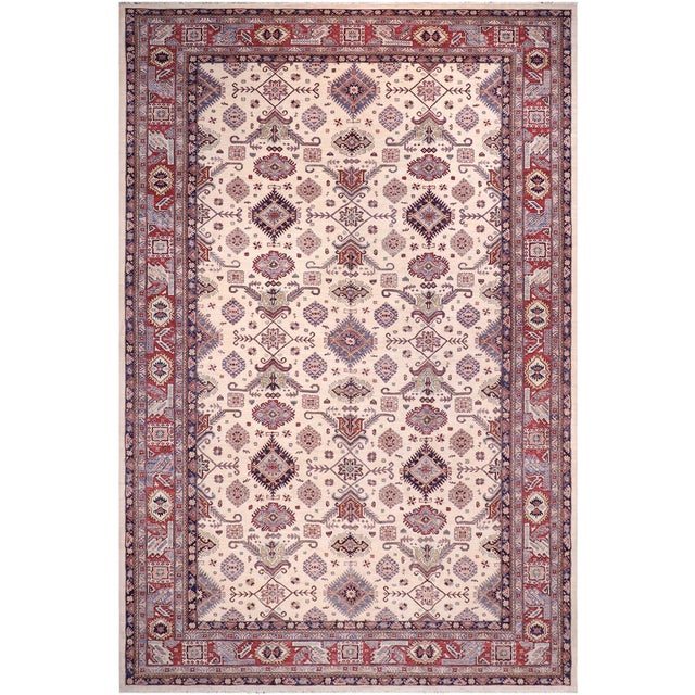 Boho Chic Super Kazak Beige/Red Wool Rug - 12'0'' X 16'0'' For Sale - Image 10 of 10