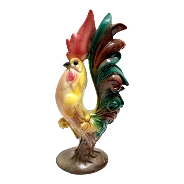 Vintage Tall Colorful Ceramic Decor Rooster For Sale