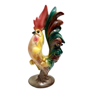 Vintage Tall Colorful Ceramic Decor Rooster