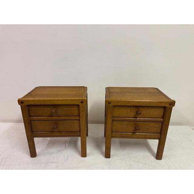 1960s Brutalist Oak Bedside Tables, 1960s, Set of 2 For Sale - Image 5 of 17
