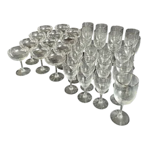 Mid Century Fostoria Glassware With Platinum Rim- 36 Pieces