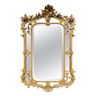 Louis XV Rocaille Style Reservoir Mirror in Gilt Wood and Gilt Plaster For Sale