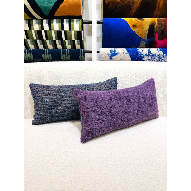 Pierre Frey Woven Textured and Boucle Lumbar Pillows in Purple & Aqua For Sale - Image 9 of 13