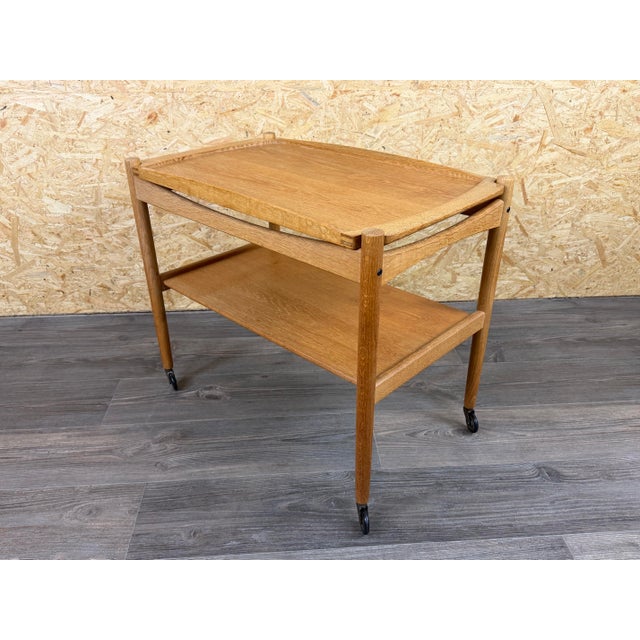 Oak Serving Trolley with Tray by Poul Hundevad, Denmark, 1960s For Sale - Image 15 of 18