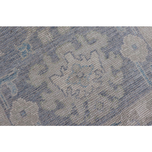 Modern Oushak Rug With Serene Blue Tones and Soft Ivory and Sage 1'10 X 3'0 For Sale - Image 10 of 10