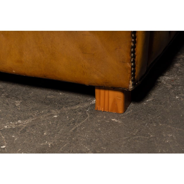 Early 20th Century Tufted Caramel Leather Chesterfield Sofa For Sale - Image 14 of 15