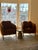 Sienna Vintage Barrel Back Chairs in Amber Velvet, Carved Oak Arms – Pair For Sale - Image 8 of 9