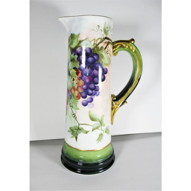 Traditional Antique Large Vienna Austria Hand-Painted Grape Tankard/Pitcher For Sale - Image 3 of 7