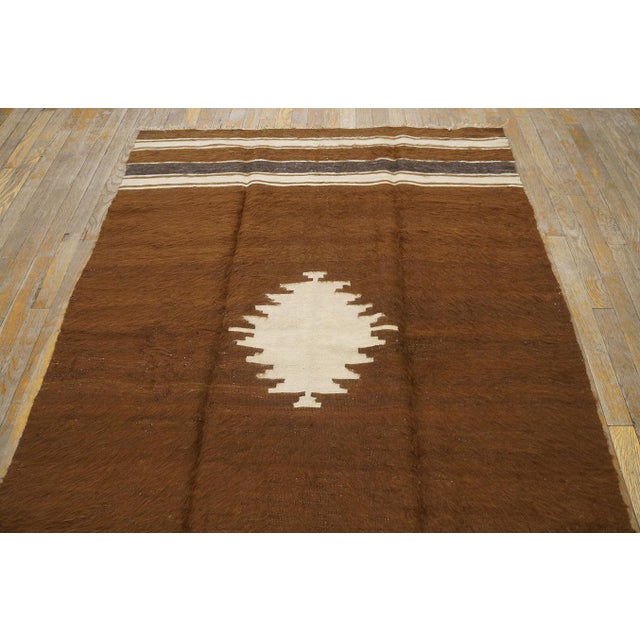 Early 20th Century Turkish Mohair Flat-Weave ( 4'3" x 6' - 130 x 183 ) Antique Kilim Turkish Knotted Rug, Circa Date:...