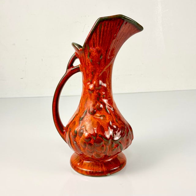 Mid-Century Boho Chic Mediterranean U-S-a Pottery Ewer Shaped Ceramic Vase Pitcher. For Sale - Image 13 of 15