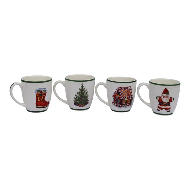 Christopher Radko Traditions "Holiday Celebrations" Christmas Mugs - Set of 4 For Sale