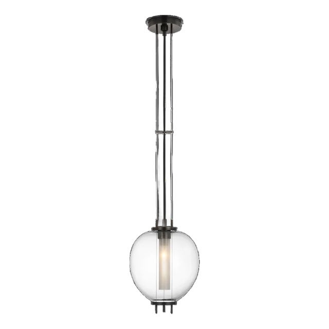 Ray Booth for Visual Comfort Signature Taro 9" Pendant in Bronze with Clear Glass For Sale