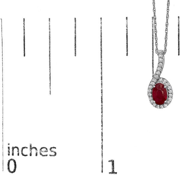 Early 21st Century 10K White Gold Red Ruby and Diamond Accent Teardrop Pendant Necklace - 18" Inches For Sale - Image 5 of 5