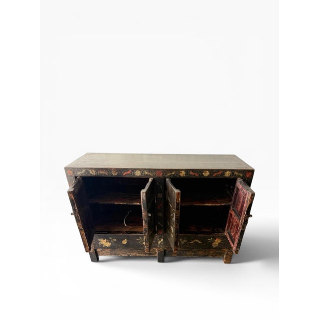 Wood Antique Chinese Hand-Painted Lacquer Cabinet – Early 20th Century For Sale - Image 7 of 16