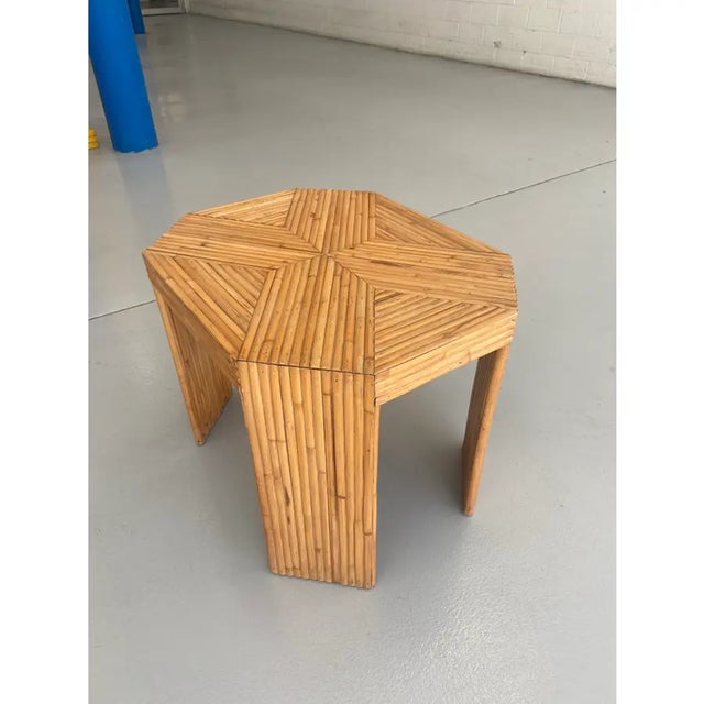 Postmodern Vintage Split Reed Side Table For Sale - Image 3 of 8