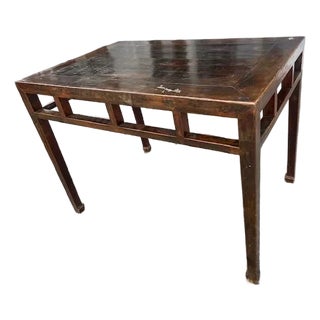 Antique Asian Square Wood Dining Game Table For Sale