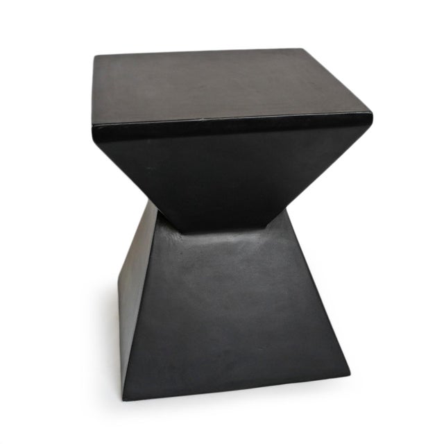 Contemporary Modern Black Outdoor Side Table For Sale - Image 3 of 4