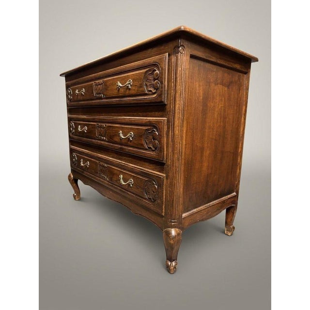 Early 20th Century French Stained Oak Chest of Drawers For Sale - Image 3 of 5
