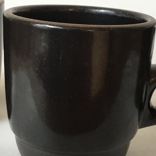 Late 20th Century Heath Ceramics Black Onyx Stack Mugs Rim Line #205- Set of 3 For Sale - Image 11 of 12