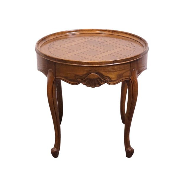 French Provincial Baker Furniture Solid Walnut Country French Provincial 26" Round Accent End Table For Sale - Image 3 of 10