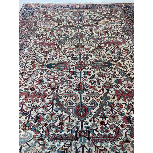 Red Blooming Jungle Antique Heriz Rug - 8 X 11 For Sale - Image 8 of 12
