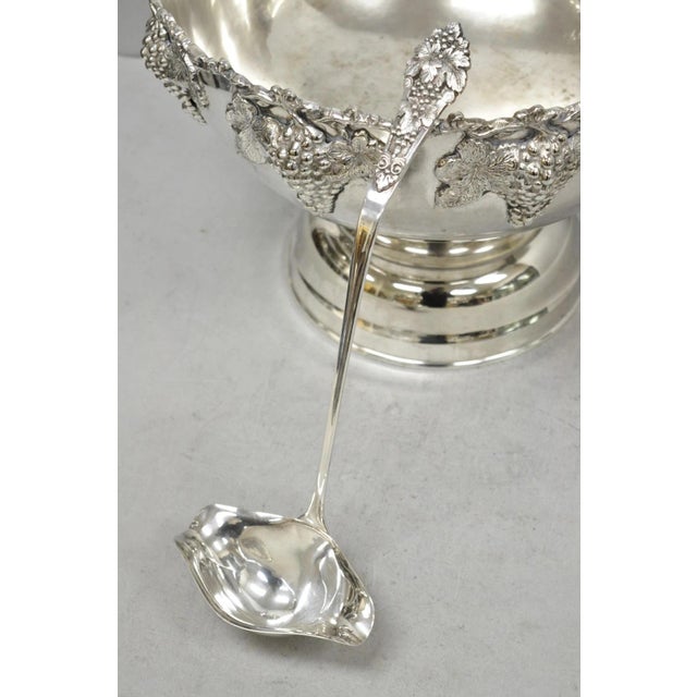 Victorian Vintage Grapevine Cluster Silver Plated Footed Punch Bowl Champagne Ice Bucket For Sale - Image 3 of 18