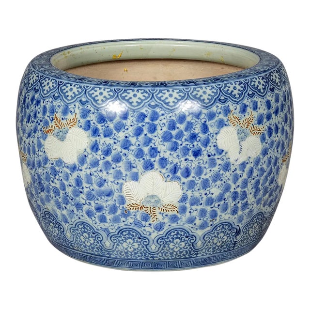 Antique 1900s Japanese Porcelain Hibachi Brazier For Sale