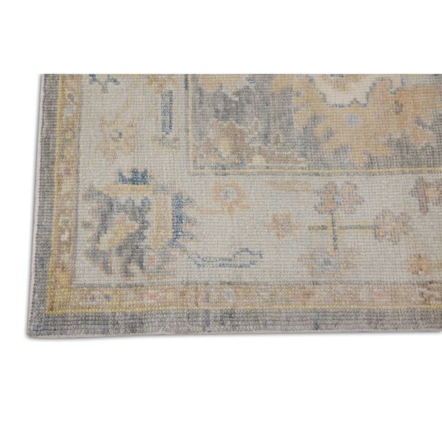 Modern Gray Multicolor Handwoven Turkish Oushak Rug 3'2" X 5' For Sale - Image 3 of 6