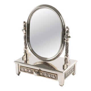 20th Century Miniature Psyche Table Mirror with Jewellery Box For Sale