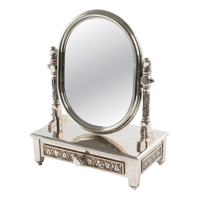 20th Century Miniature Psyche Table Mirror with Jewellery Box For Sale