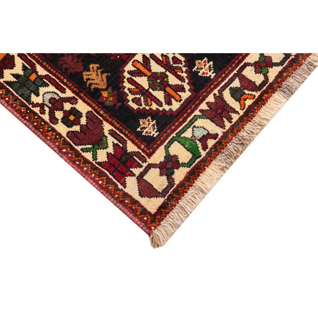 Textile Vintage Hand-Knotted Persian Qashqai Rug 4'6" X 5'6" For Sale - Image 7 of 18